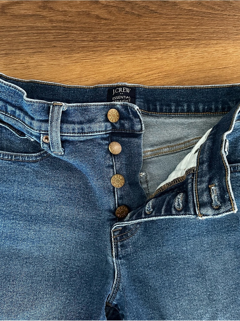 J Crew Essential Straight Button-Fly Blue Denim Jeans Size 26 - Picture 4 of 15